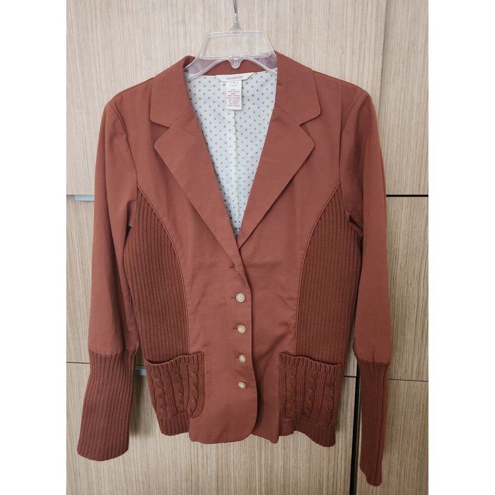 Sundance Mixed Media Knit Blazer in Rust Orange Size 8